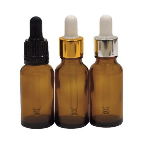 Hnedá sklenená fľaša s čiernou pipetou 20ml