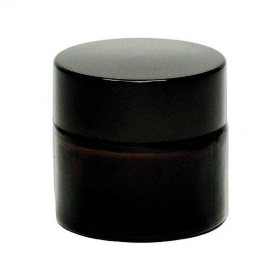 Hnedá sklenená nádoba s čiernym vrchnákom a diskom - rôzne veľkosti