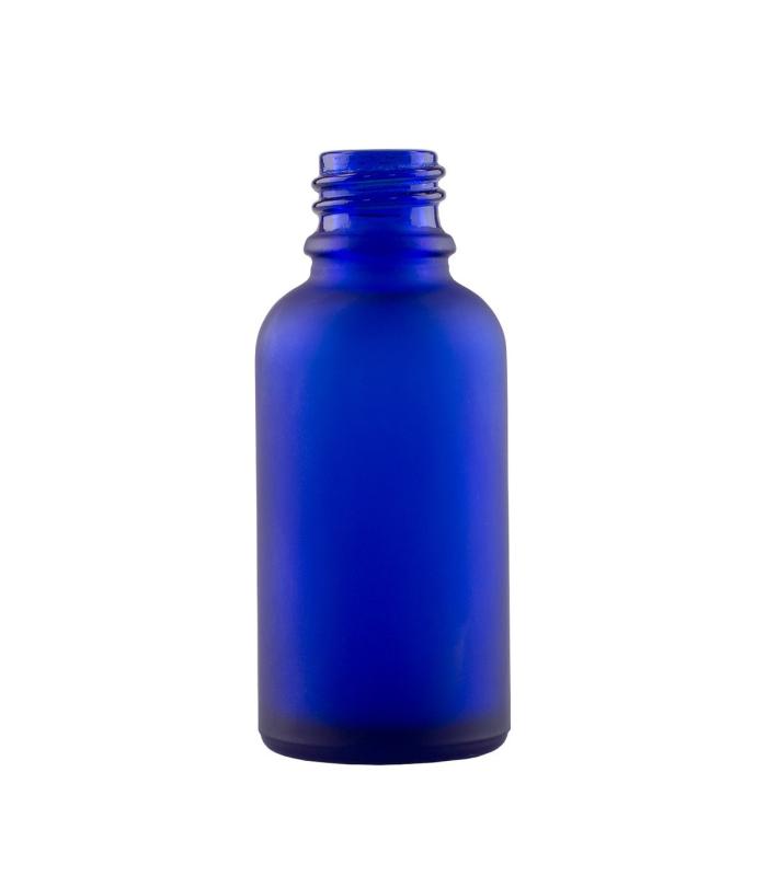 Modrá sklenená fľaša s rôznym uzáverom 30ml
